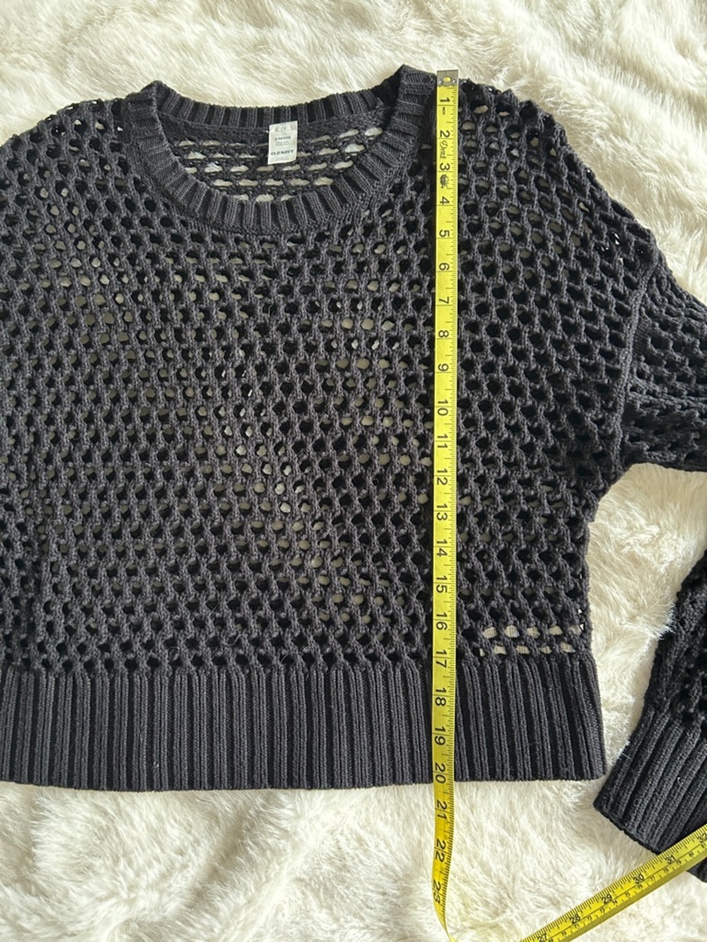 3/$20 Black Cotton Crochet Mesh Sweater S - Picture 7 of 7